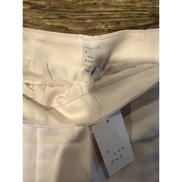 Women's Satin Mini A-Line Skirt - A New Day Cream Size 8. Zip. NWT. O - Picture 6 of 8